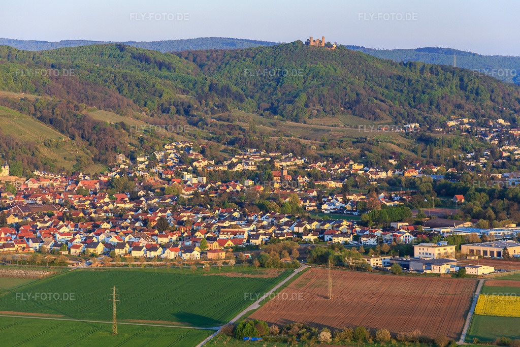 Luftbild: Ortsansicht unter dem Schloss Alsbach im Ortsteil Alsbach in Alsbach-Hähnlein im Bundesland Hessen in Deutschland. Foto: IMG_077831.jpg vom 23.04.2015 durch Werner Riehm/FLY-FOTO.deWWW.SCHLOSS-ALSBACH.ORG
