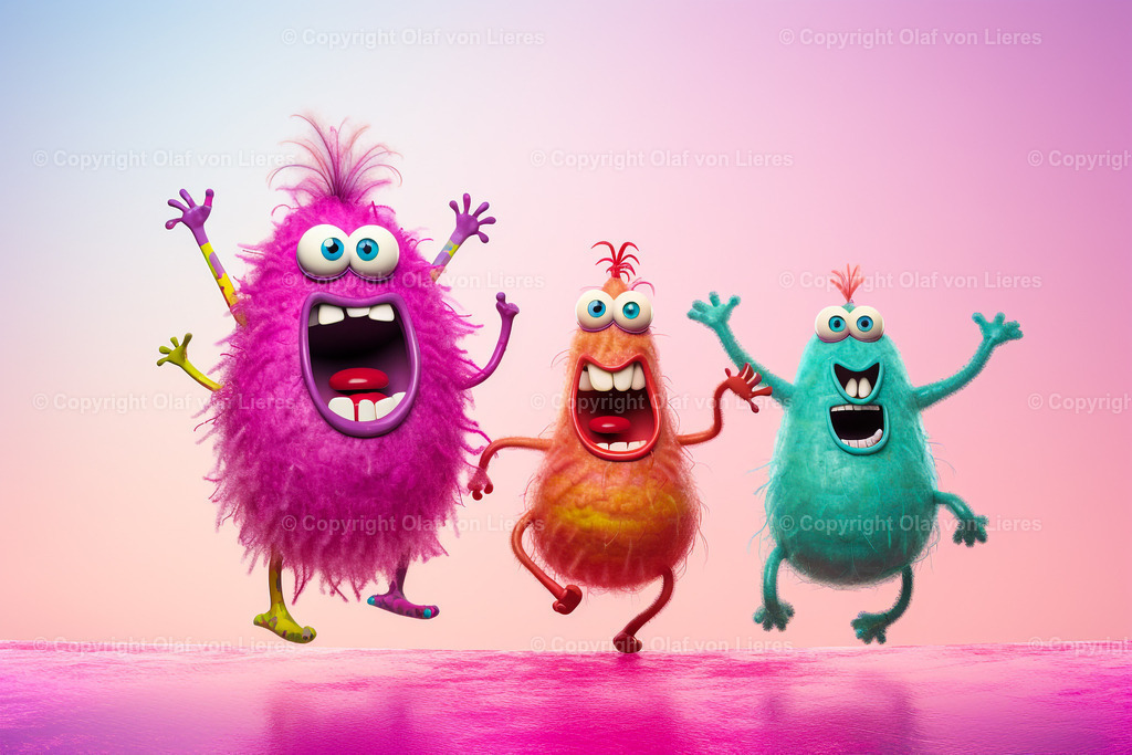 hüpfende fröhliche Monster | lachende Monster hüpfen