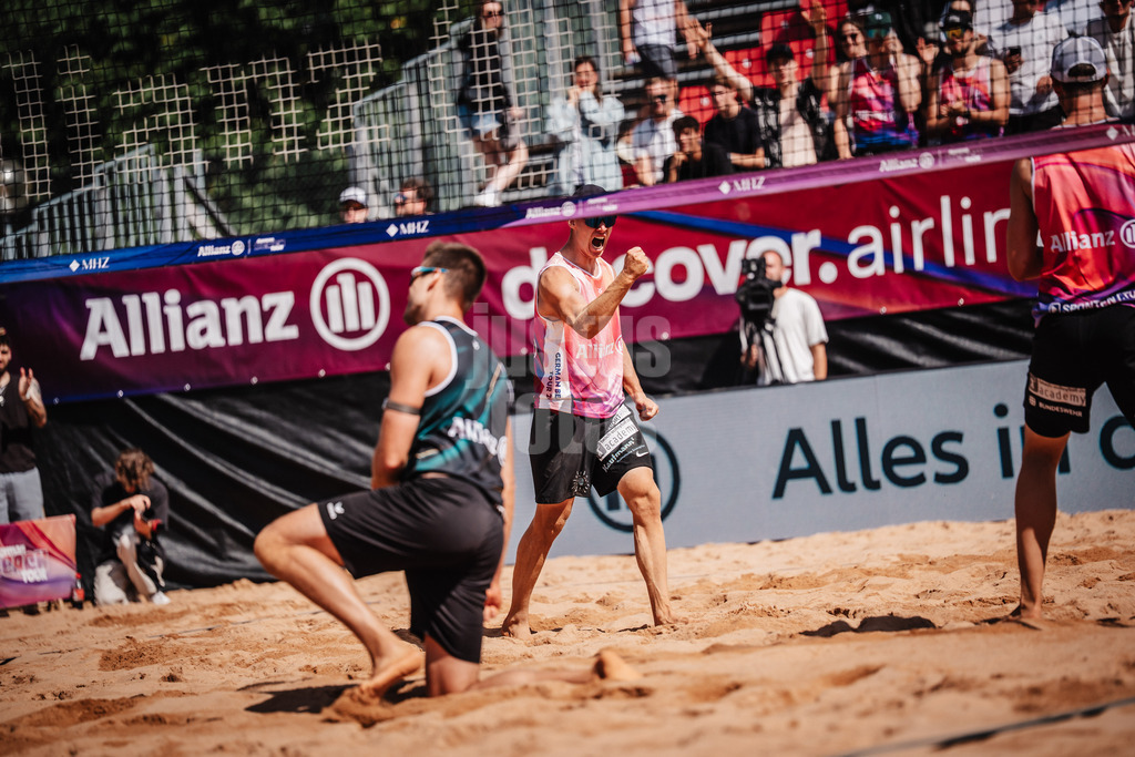 Beachvolleyball | Männer | Allianz German Beach Tour 2025 | Tourstop München | 12.07.2025 | Jonas Reinhardt jubelt