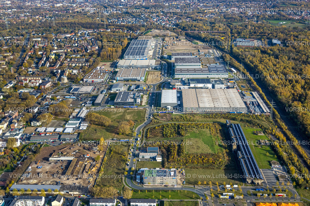 Gelsenkirchen221101908suedlich | Luftbild, Gewerbegebiet Europastraße, Industriepark Schalker Verein, Baustelle und Neubau, Gelsenkirchen-Bulmke-Hüllen, Gelsenkirchen, Ruhrgebiet, Nordrhein-Westfalen, Deutschland