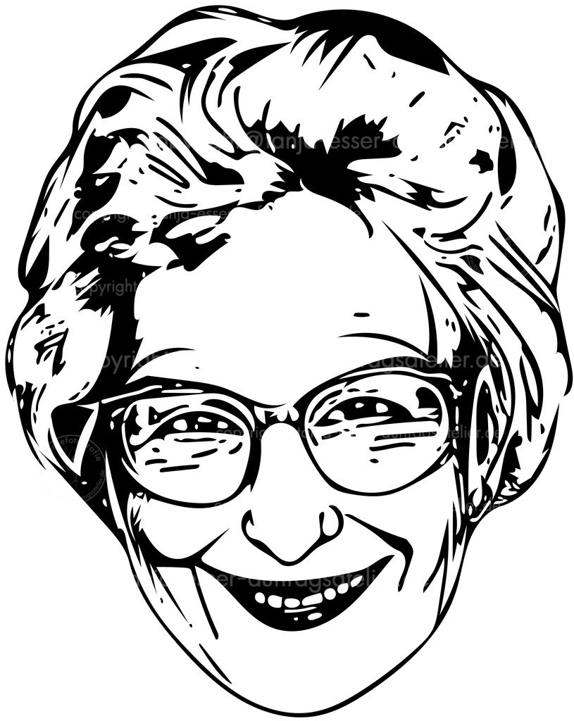 Freundliche Großmutter als Outline  | Freundliche Großmutter als Outline 