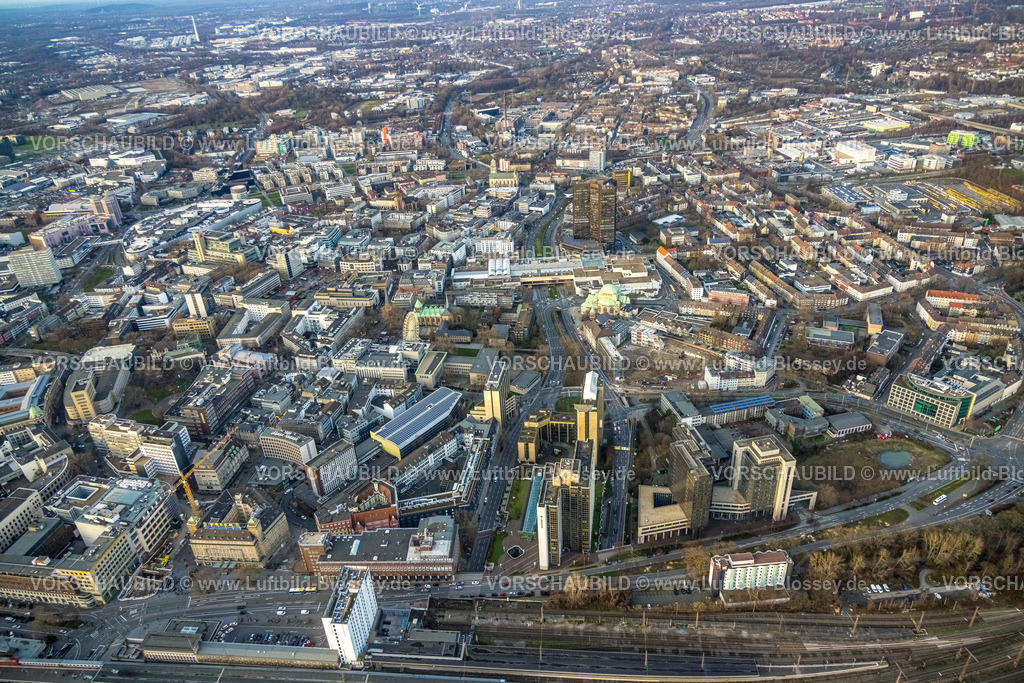 Essen230101819 | Luftbild, Innenstadtansicht Schützenbahn, City und Rathaus, Rathaus Galerie, Stadtkern, Essen, Ruhrgebiet, Nordrhein-Westfalen, Deutschland