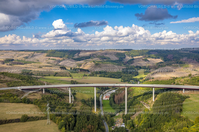 Bestwig220901946 | Luftbild, Talbrücke Nuttlar, Autobahn A46, Waldschäden, Nuttlar, Bestwig, Ruhrgebiet, Nordrhein-Westfalen, Deutschland
