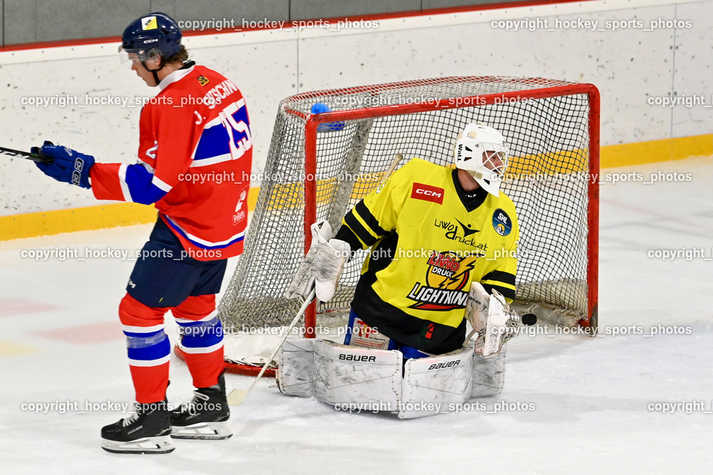 Sunshine Hockey League Spieltag 4. | #25 Jakob Sintschnig Milk Fit Adler, #35 Fabian Horn Liwodruck Lightning, Sunshine Hockey League Spieltag 4., Sunshine Hockey League Spieltag 4. am 27.06.2025 in Ferlach (Eishalle Ferlach ), Austria, (Photo by Bernd Stefan)
