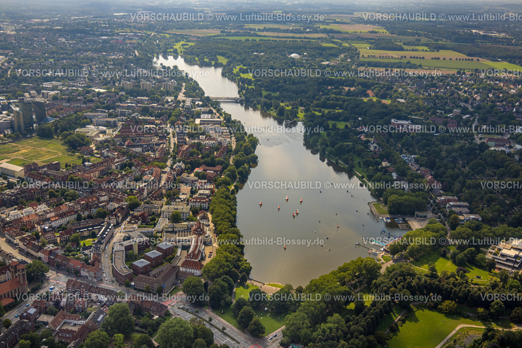 Muenster230880165 | Luftbild, Aasee mit Segelbooten, Aegidii, Münster, Münsterland, Nordrhein-Westfalen, Deutschland