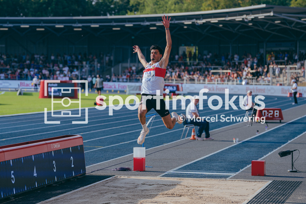 Deutsche Meisterschaften der Frauen und Männer 2026 | Samuel Vallipuram, VfB Stuttgart 1893, Weitsprung, Deutsche Meisterschaften der Frauen und Männer 2026, Lohrheidestadion Bochum-Wattenscheid, 25.07.2026. Foto: Marcel Schwering / sportimfokus - Realisiert mit Pictrs.com