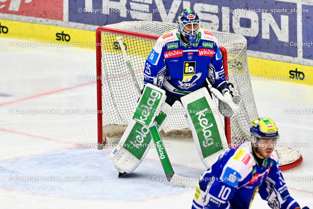 EC IDM WÄRMEPUMPEN VSV vs. FTC-TELEKOM JÉGKORONG | #35 Joe Cannata EC VSV, #10 Thomas Vallant EC VSV, EC IDM WÄRMEPUMPEN VSV vs. FTC-TELEKOM JÉGKORONG, EC IDM WÄRMEPUMPEN VSV vs. FTC-TELEKOM JÉGKORONG am 19.10.2025 in Villach (Stadthalle Villach), Austria, (Photo by Bernd Stefan)