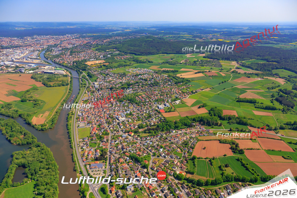 Das Luftbild der Stadt Bischberg wurde 2018 vom Flugzeug heraus erstellt (keine Drohne) Aufnahmehöhe ca.400 Meter- hohe Auflösung für beste Druck-Qualität