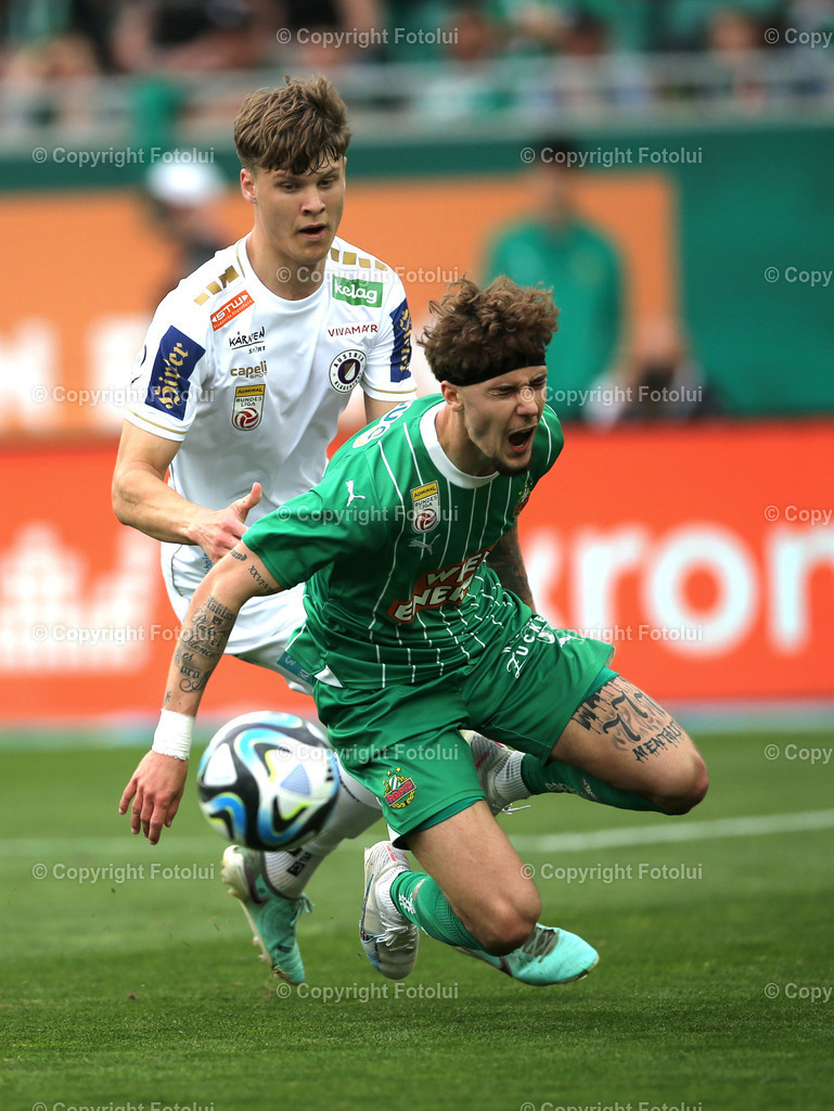 A_LUI_14042024_20 | SPORT,FUSSBALL.ADMIRAL BUNDESLIGA SK RAPID-AUSTRIA KLAGENFURT14.04.2024 IM BILD:CHRISTOPH LANG  (RAPID) UND JANNIK ROBATSCH  (KLAGENFURT) FOTO.FOTOLUI/MW