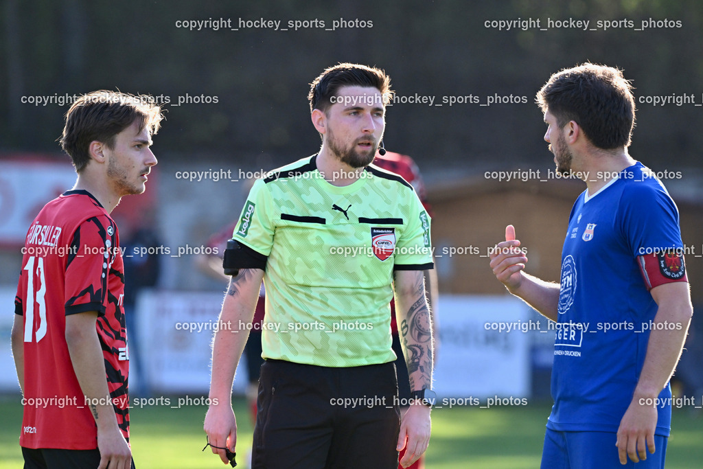 ATUS Ferlach vs. Union Matrei  | #13 Felix Fürstaller ATUS Ferlach, Almedin Medin Referee, #31 Jonathan Panzl Union Matrei, ATUS Ferlach vs. Union Matrei , ATUS Ferlach vs. Union Matrei  am 11.04.2026 in Rothenthurn (Sportplatz Rothenthurn), Austria, (Photo by Bernd Stefan)