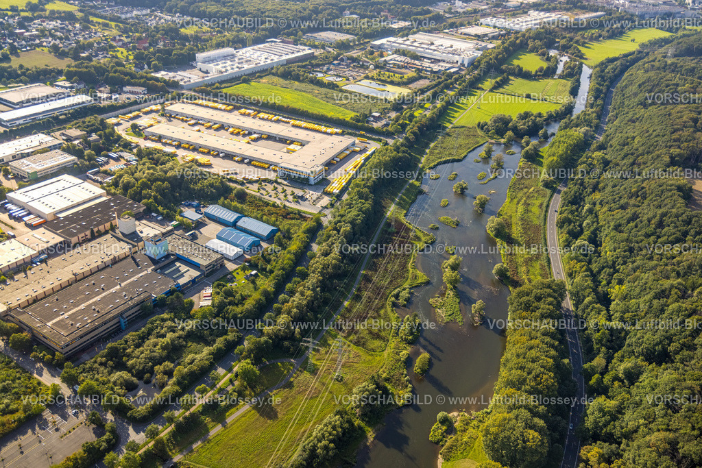 Hagen230903055 | Luftbild, Fluss Lenne Renaturierung, Lenne-Auen, Verbandsstraße, Gewerbegebiet Fley, Lennetal, Hagen, Ruhrgebiet, Nordrhein-Westfalen, Deutschland