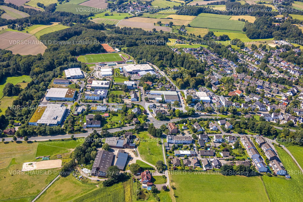 Gevelsberg240815801 | Luftbild, Gewerbegebiet Kalthofs Park, Waldstadion Fußballstadion und Leichtathletikstadion FC Schwarz Weiß Silschede 1926 e.V., Tennisplätze TC Grün-Weiß Silschede e.V., Silschede, Gevelsberg, Ruhrgebiet, Nordrhein-Westfalen, Deutschland
