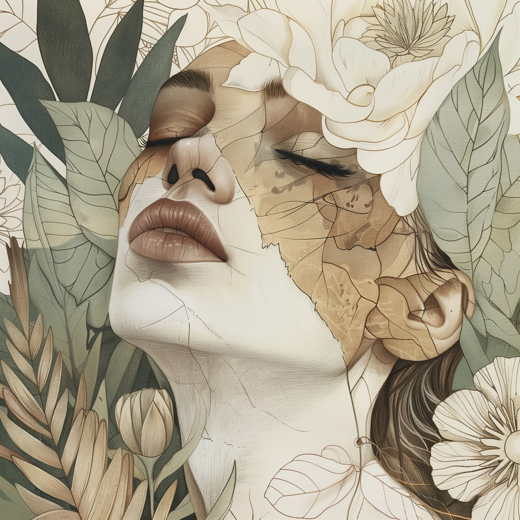 2407014 - Blätterfee | Illustration einer Frau zwischen Blättern. Für Preise, Größen- und Materialauswahl klicken Sie bitte auf "Bestellen.