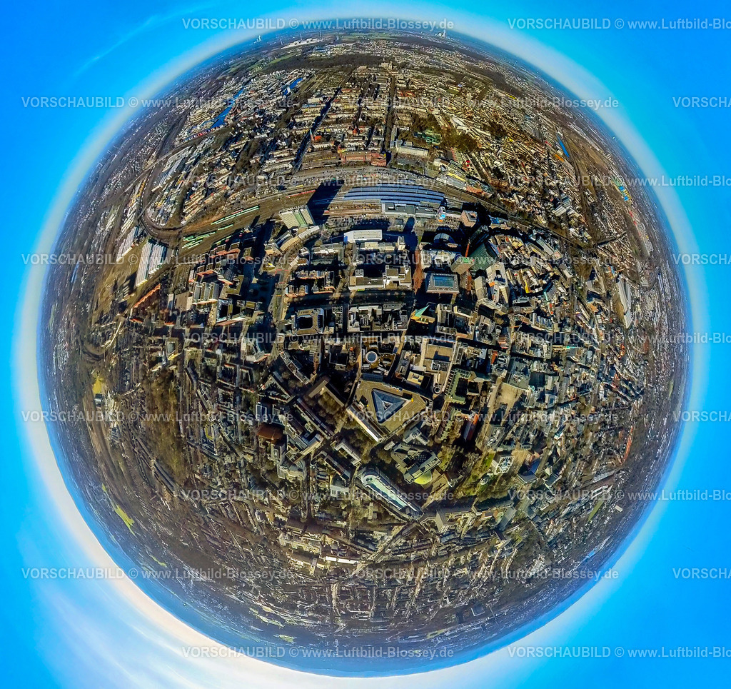 Dortmund240190150Mitte_Innenstadtring | Luftbild, Dortmund City mit Hauptbahnhof Hbf, Innenstadt mit Geschäftshäusern und Wallstraßen Wallring, Erdkugel, Fisheye Aufnahme, Fischaugen Aufnahme, 360 Grad Aufnahme, tiny world, little planet, fisheye Bild, City, Dortmund, Ruhrgebiet, Nordrhein-Westfalen, Deutschland