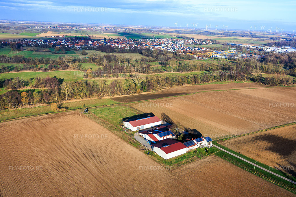 Luftbild: Wein- u. Sektgut Rosenhof in Wörth am Rhein im Bundesland Rheinland-Pfalz in Deutschland. Foto: IMG_152736.jpg vom 31.12.2025 durch Werner Riehm/FLY-FOTO.deRosenhof - Wein- und Sektgut Rosenhof