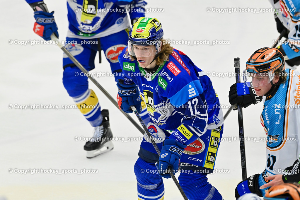 EC IDM Wärmepumpen VSV vs. STEINBACH BLACK WINGS LINZ  | #12 Pearson Chase EC VSV, #11 Stuart Brodi Ripken BLACK WINGS LINZ,  EC IDM Wärmepumpen VSV vs. STEINBACH BLACK WINGS LINZ , EC IDM Wärmepumpen VSV vs. STEINBACH BLACK WINGS LINZ  am 28.01.2025 in Villach (Stadthalle Villach), Austria, (Photo by Bernd Stefan)