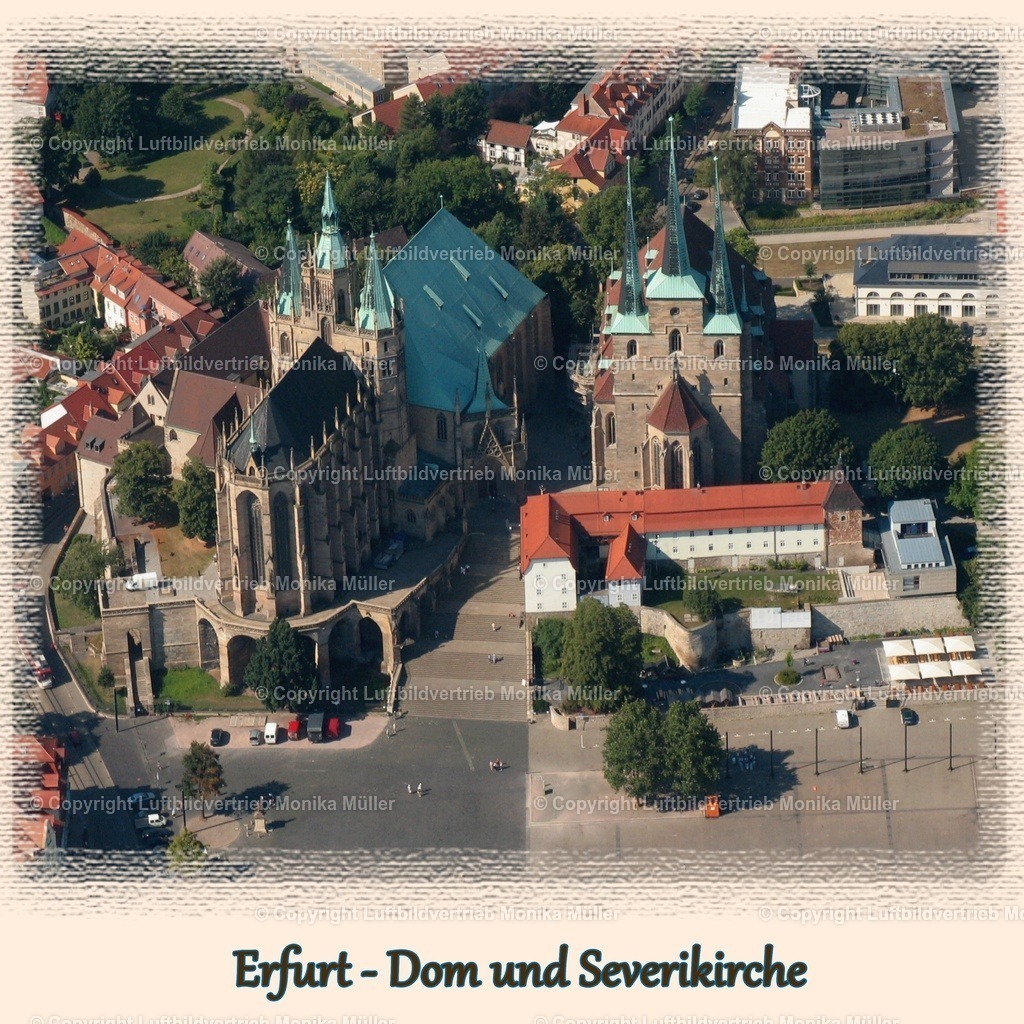 Erfurt Dom und Severikirche - Rahmen Leinenstruktur 30 x 30 cm | luftbildarchiv-mueller - Realisiert mit Pictrs.com