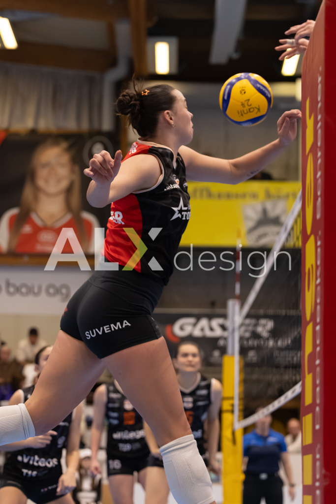 Volleyball I Frauen I Saison 2025-2026 I Volleyball NLA | Women I Round 16 I VC Kanti Schaffhausen - Viteos NUC I 31.01.2026 | 9 Dvoracek Maia (US) (Viteos NUC) – Diagonalangriff - Realisiert mit Pictrs.com