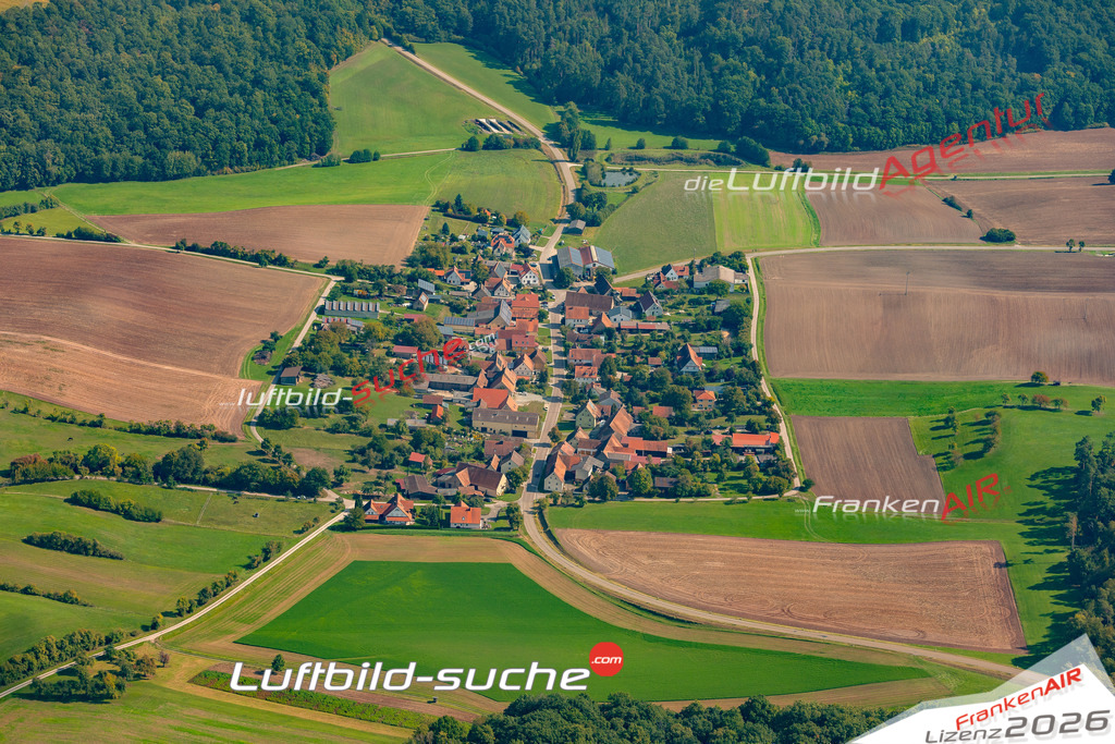 Klassische Luftaufnahme ohne Drohne zeigt:Rappenau bei Obernzenn - Die Luftbildaufnahme wurde 2025 vom UL-Flugzeug heraus erstellt ( keine Drohne ) - Hochauflösende Luftaufnahme -Nicht vergleichbar mit Google Maps oder Satelittenbilder- Die Geschenkidee !Mit Lizenz und Bildrechte bestellbar