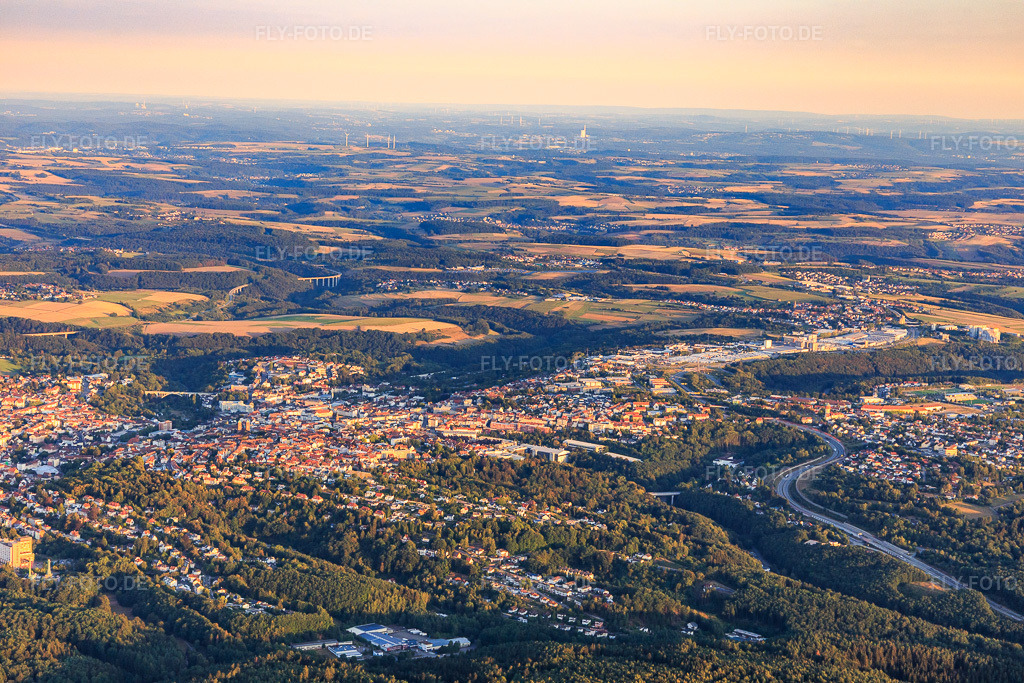 Luftbild: Ortsansicht von Osten in Pirmasens im Bundesland Rheinland-Pfalz in Deutschland. Foto: IMG_109699.jpg vom 06.08.2018 durch Werner Riehm/FLY-FOTO.de