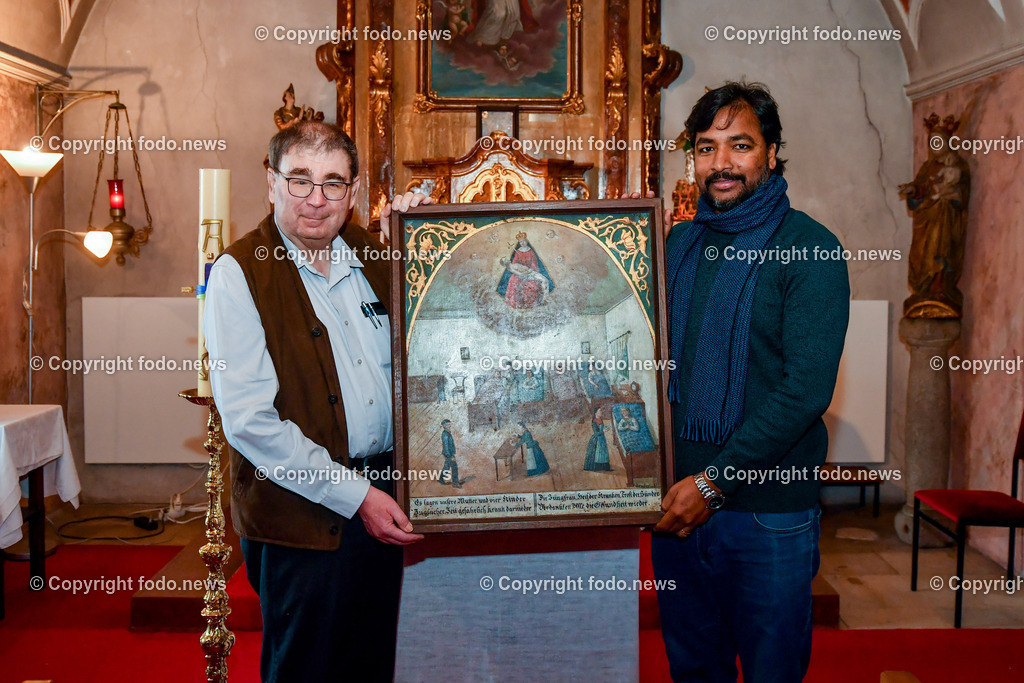 Pöstlingberg_ Pöstlingbergkirche_ Wallfahrtsbasilika_ Wahrzeichen_ Linz_ 03.04.2023-21 | 03.04.2023, Pöstlingberg, AUT, Pöstlingberg, Pöstlingbergkirche, Wallfahrtsbasilika, Wahrzeichen, Linz, im Bild Pater Hans Ring (OSFS) und Pater Paulraj Ramaiyan (OSFS)