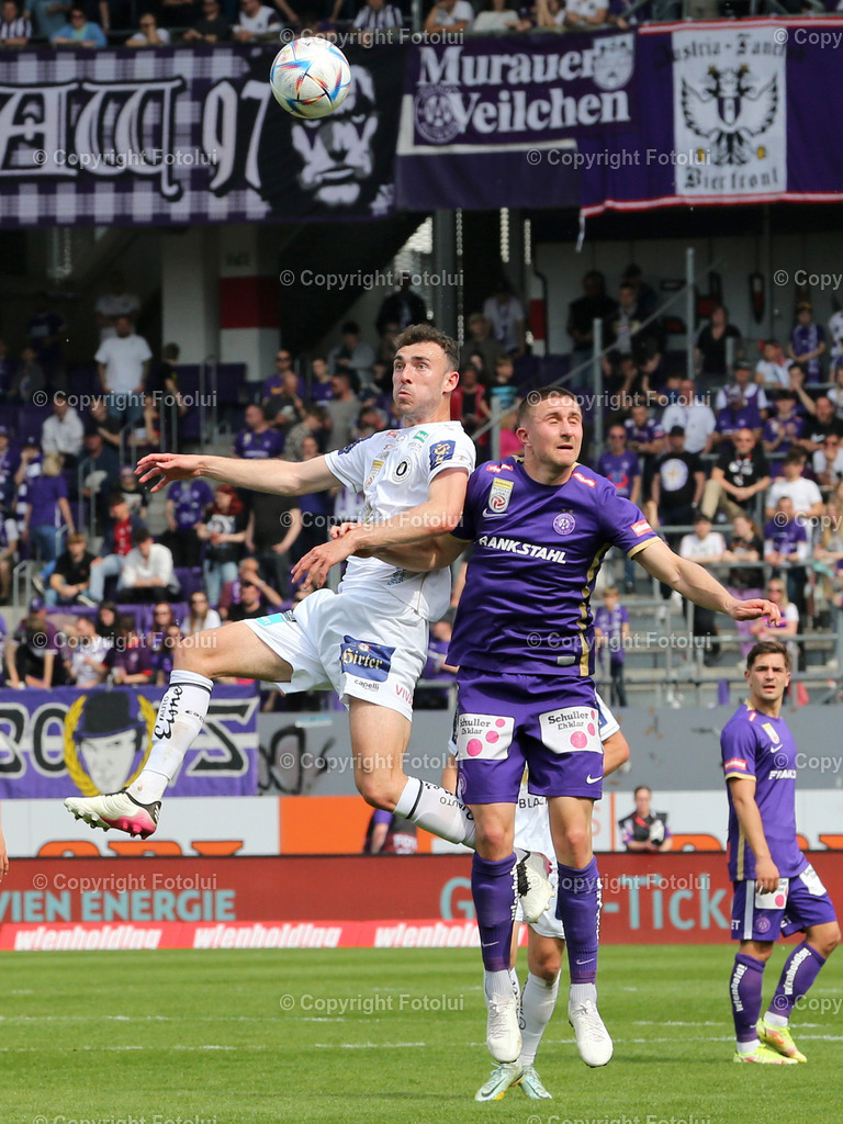 A_LUI_23042023_19 | SPORT,FUSSBALL,ADMIRAL BUNDESLIGA  AUSTRIA KLAGENFURT-AUSTRIA WIEN 23.04.2023 IM BILD: ANDREW IRVING  (KLAGENFURT) UND REINHOLD RANFTL(AUSTRIA  WIEN ) FOTO:FOTOLUI/MW