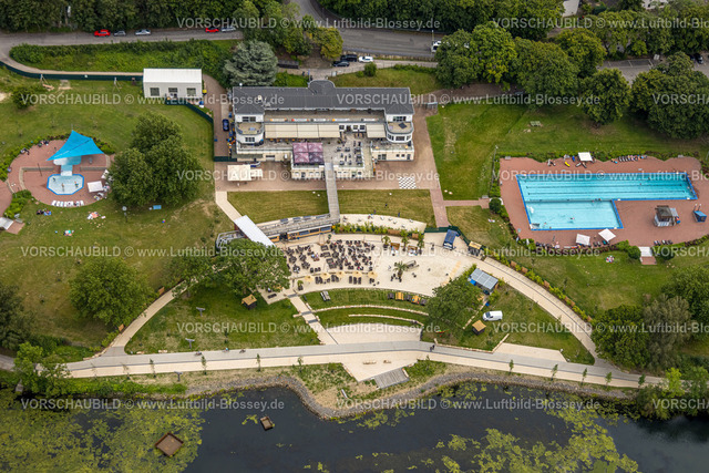 Hagen240711279Hengsteysee | Luftbild, Hengsteysee mit Algenbewuchs, Algenpest, Elodea, Strandbad, Freibad, Salitos Beach, Strandhaus, Ruhrtal, Hagen, Nordrhein-Westfalen, Deutschland, 