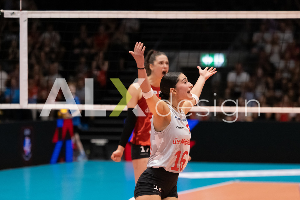Austria v Switzerland - CEV European League Women | KRIENS, SWITZERLAND - JUNE 14: FABIANA MOTTIS of Switzerland celebrating during the CEV European League match between Austria and Switzerland at Pilatus Arena on June 14, 2026 in Kriens, Switzerland. - Realisiert mit Pictrs.com