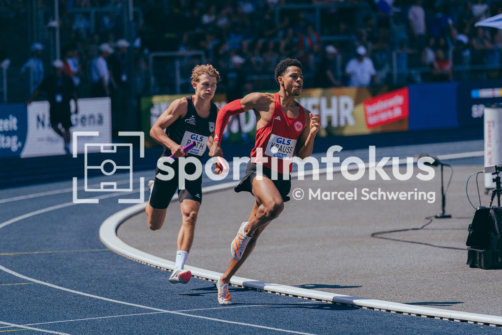 Deutsche Meisterschaften der Frauen und Männer 2026 | Oskar Krauss, Eintracht Frankfurt e.V., U20 4x400-Meter-Staffel, Deutsche Meisterschaften der Frauen und Männer 2026, Lohrheidestadion Bochum-Wattenscheid, 25.07.2026. Foto: Marcel Schwering / sportimfokus - Realisiert mit Pictrs.com