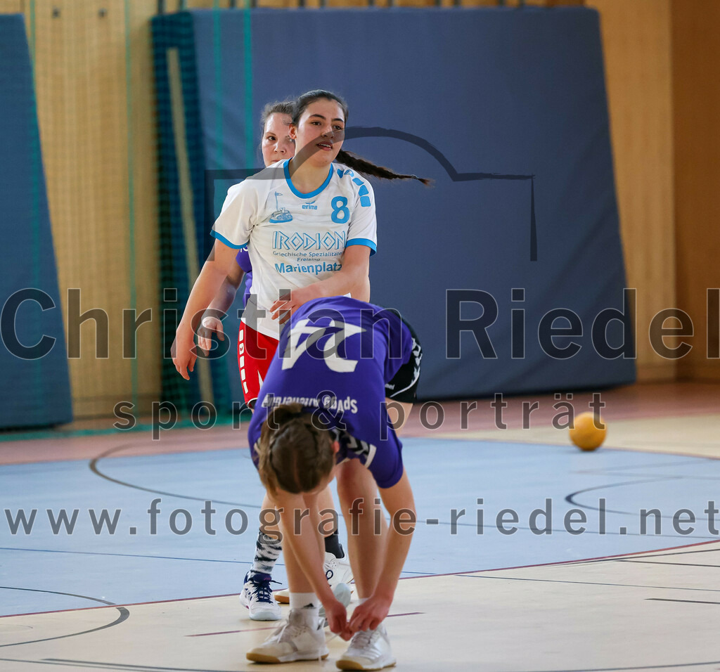 2023-03-18_082_SpVgg_Altenerding_II_gegen_HSG_Freising-Neufahrn_II | Erding, Deutschland, 18.03.2023:
Handball, Bezirksliga Frauen Altbayern 2022 / 2023, 14. Spieltag, SpVgg Altenerding II gegen HSG Freising-Neufahrn II, Endergebnis: 25:27

Eduarta Krasnigi (HSG Freising-Neufahrn, #8), Sophie Lößl (SpVgg Altenerding, #24)

Foto: Christian Riedel / fotografie-riedel.net