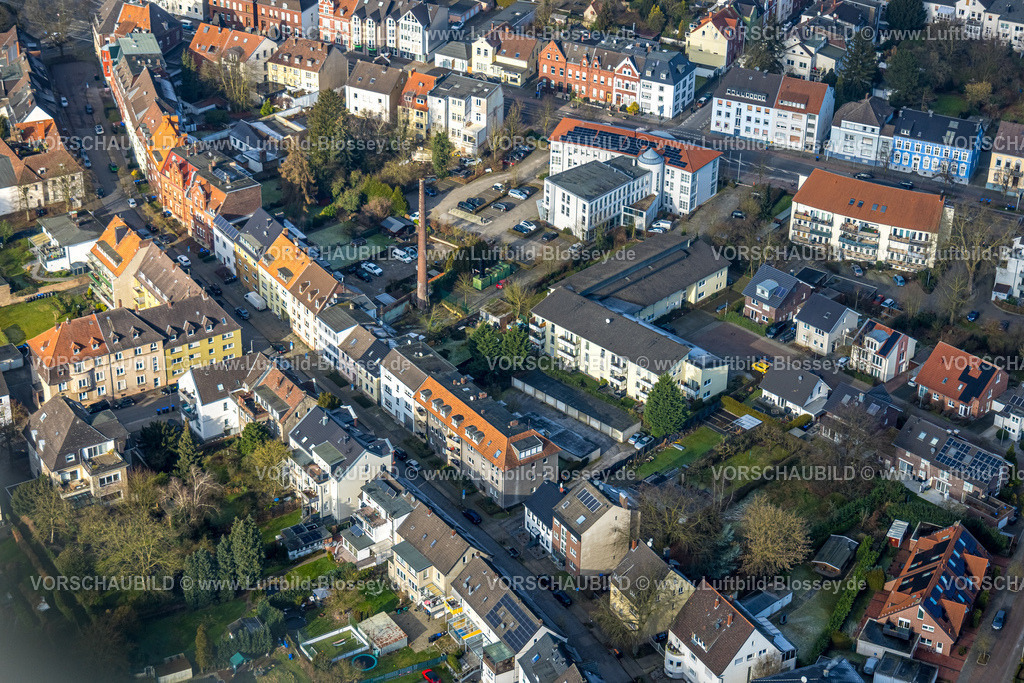 Hamm250201406Mitte | Luftbild, Wohngebiet mit Mehrfamilienhäusern am Kentroper Weg, Schornstein Sundermann, Gebäude der Anwaltskammer, Mitte, Hamm, Ruhrgebiet, Nordrhein-Westfalen, Deutschland