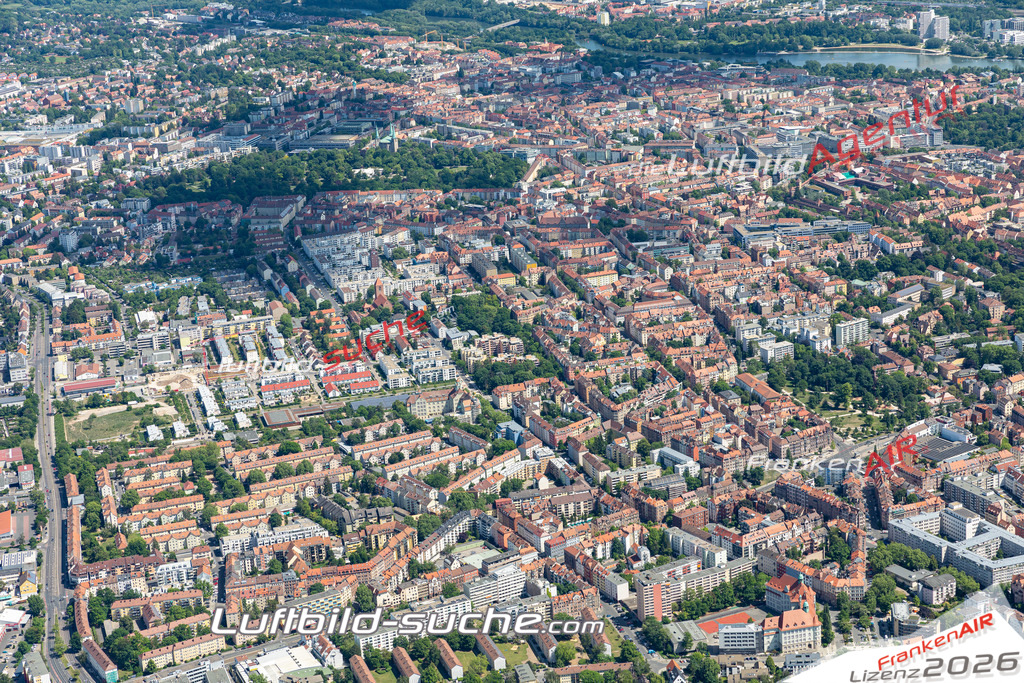 Aktuelles Luftbild von Uhlandstraße nuernberg - Die Luftaufnahme wurde 2020 mittels UL-Flugzeug erstellt ( keine Drohne ) - hochauflösende Kamera-Systeme von  Canon -Beste Qualität - Für grossformatige Ausdrucke geeignet. Die Geschenkidee !
