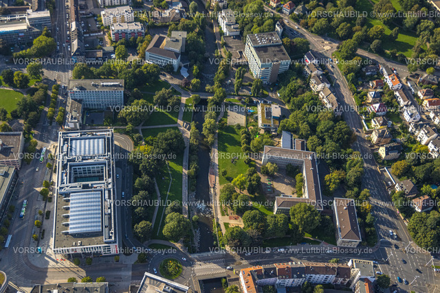 Hagen230903203 | Luftbild, City mit Ricarda-Huch-Gymnasium und Sparkassen-Karree, getrennt vom Volmepark und Fluss Volme, Mittelstadt, Hagen, Ruhrgebiet, Nordrhein-Westfalen, Deutschland
