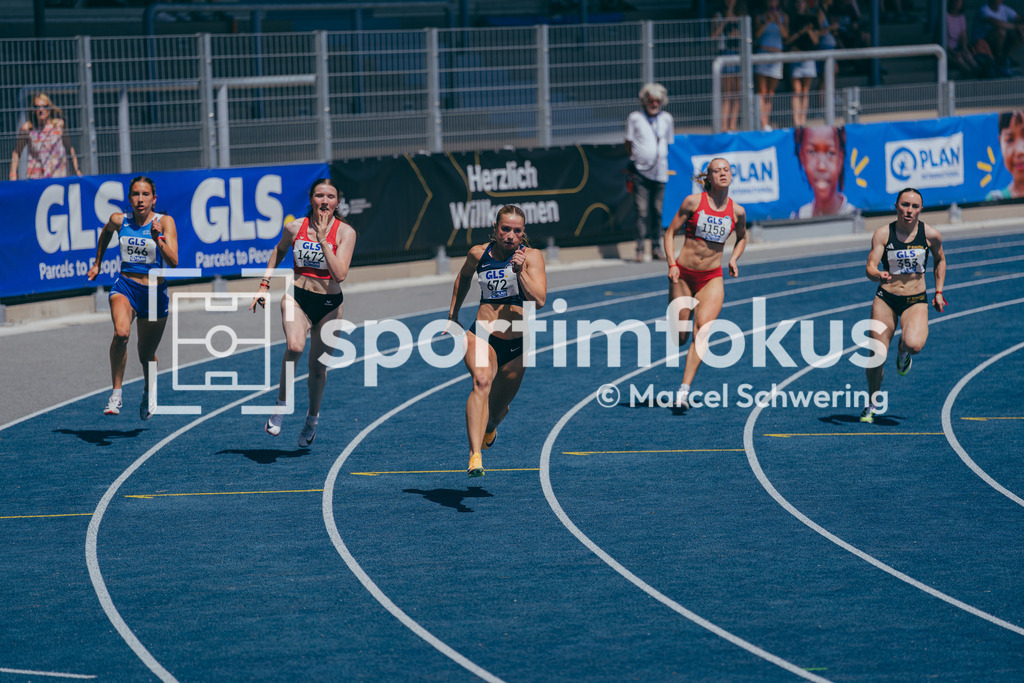 Deutsche Meisterschaften U20 / U16 2026 | Paula Springstein, Ostsee Sprint- und Laufteam Rostock e.V., 672, 200-Meter-Lauf, Halbfinale, Deutsche Meisterschaften der U20 &amp; U16 2026, Lohrheidestadion Bochum-Wattenscheid, 12.07.2026. Foto: Marcel Schwering / sportimfokus - Realisiert mit Pictrs.com
