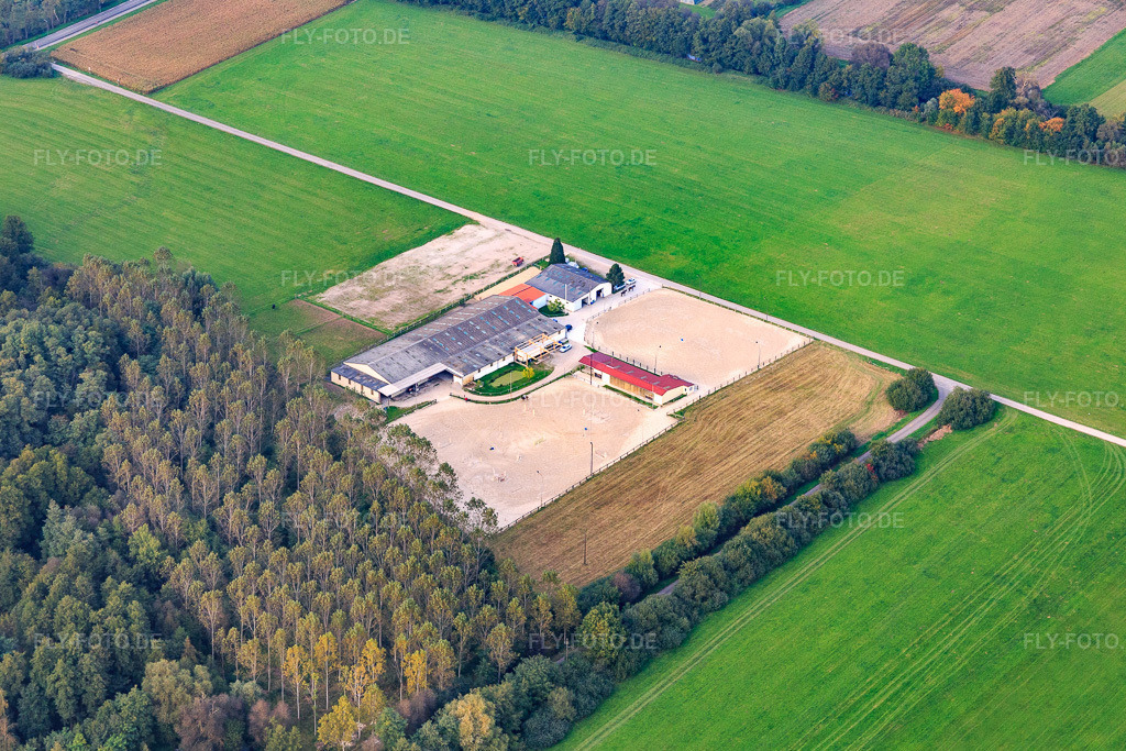 Luftbild: Haras de la Moder in Bischwiller im Bundesland Bas-Rhin in Frankreich. – Foto: IMG_074289.jpg vom 04.10.2014 durch Werner Riehm/FLY-FOTO.de – Auflösung des Originals: 5360 x 3574 px