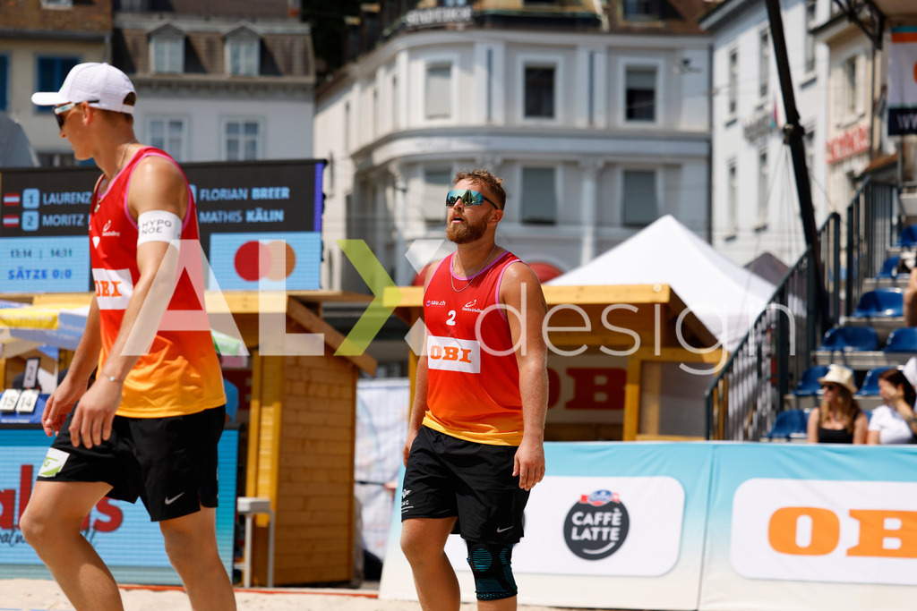 Obi BeachTour 2026 - Basel | BASEL, SWITZERLAND - JULY 19: MORITZ KINDL (AUT) during the Obi BeachTour 2026 match between LEITNER / KINDL (AUT) and BREER / KÄLIN (SUI) at Barfüsserplatz on July 19, 2026 in Basel, Switzerland. - Realisiert mit Pictrs.com