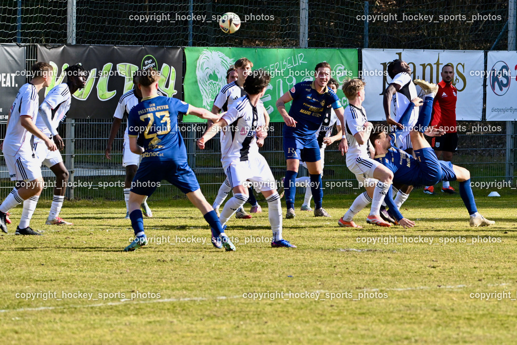 ATUS Velden vs. SPG LASK Amateure OÖ | #23 Ralph Roman Scheer ATUS Velden, #14 Thorsten Mahrer ATUS Velden, Fallrückzieher, #44 Issa Kone LASK Amateure, #15 Mohamed Sanogo LASK Amateure, #14 Jonas Ilk LASK Amateure, #28 Paul Krapf LASK Amateure, ATUS Velden vs. SPG LASK Amateure OÖ, ATUS Velden vs. SPG LASK Amateure OÖ am 07.03.2026 in Velden (Wald Arena Velden), Austria, (Photo by Bernd Stefan)