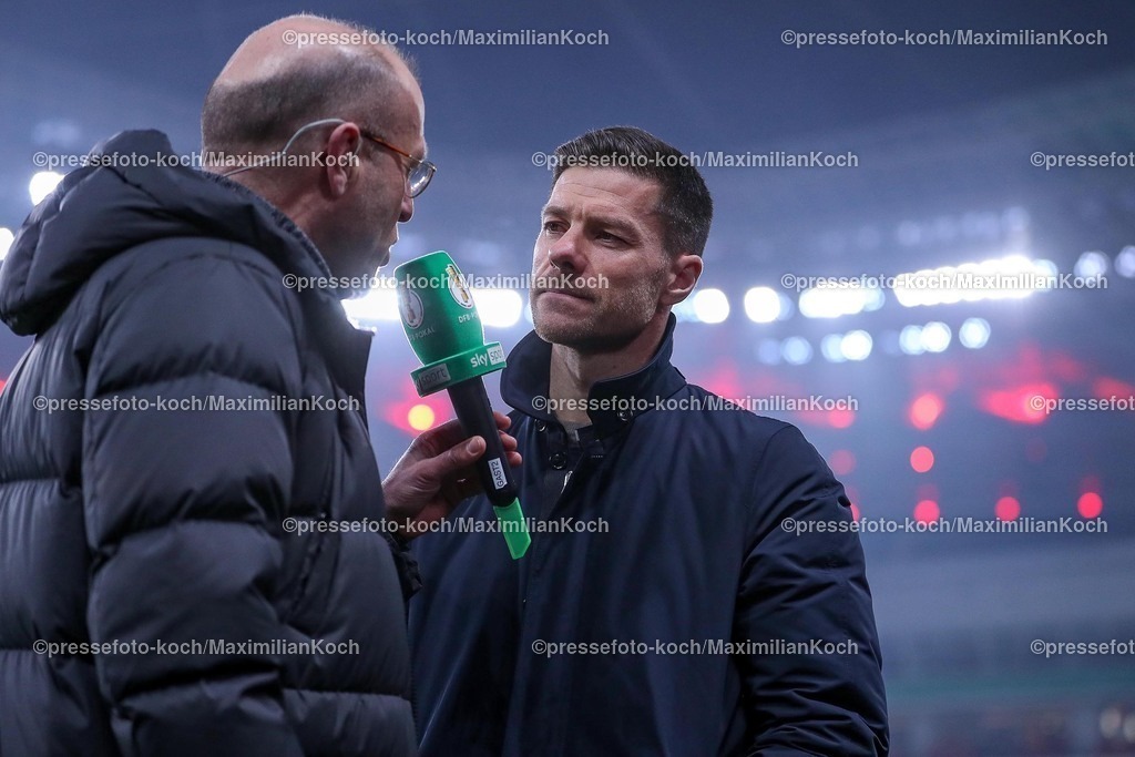 DFB05022502182 | 05.02.2025, Fußball, DFB-Pokal Viertelfinale, Bayer 04 Leverkusen - 1.FC Köln, BayArena, Saison 2024 2025: Cheftrainer Xabi Alonso (Bayer 04 Leverkusen Trainer) im InterviewDFB regulations prohibit any use of photographs as image sequences and or quasi-video.