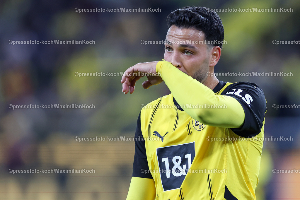 BVB13092402196 | 13.09.2024, 1. Fußball Bundesliga, Borussia Dortmund - 1. FC Heidenheim 1846, Signal Iduna Park, Saison 2024 2025: Ramy Bensebaini (BVB #5)DFB regulations prohibit any use of photographs as image sequences and or quasi-video.