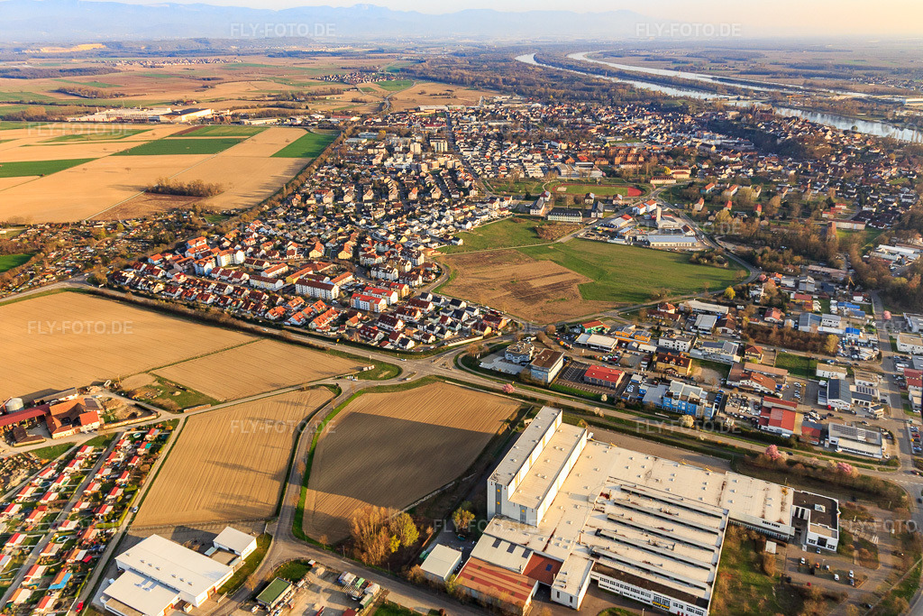 Luftbild: Stadtansicht aus Norden in Breisach am Rhein im Bundesland Baden-Württemberg in Deutschland. Foto: IMG_113165.jpg vom 22.03.2019 durch Werner Riehm/FLY-FOTO.de