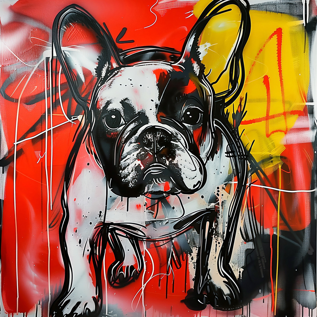 2411004 - Französische Bulldogge Streetart | Modernes Wandbild oder Poster im Stil eines Graffitis.