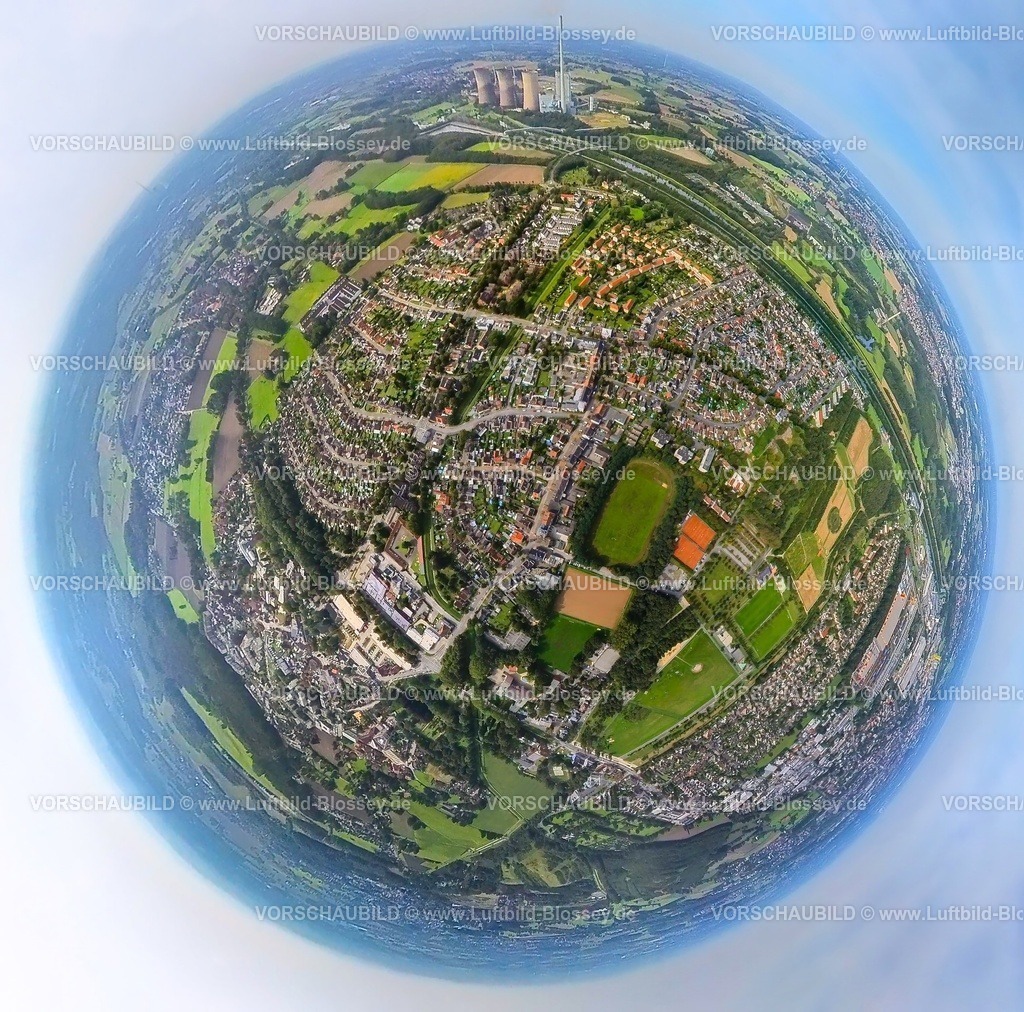 Hamm230990141 Herringen-Nord | Luftbild, Ortsansicht Ortsteil Herringen, Lippepark Hamm - Schacht Franz, Glück-Auf-Stadion, Erdkugel, Fisheye Aufnahme, Fischaugen Aufnahme, 360 Grad Aufnahme, tiny world, Stadtbezirk Herringen, Hamm, Ruhrgebiet, Nordrhein-Westfalen, Deutschland