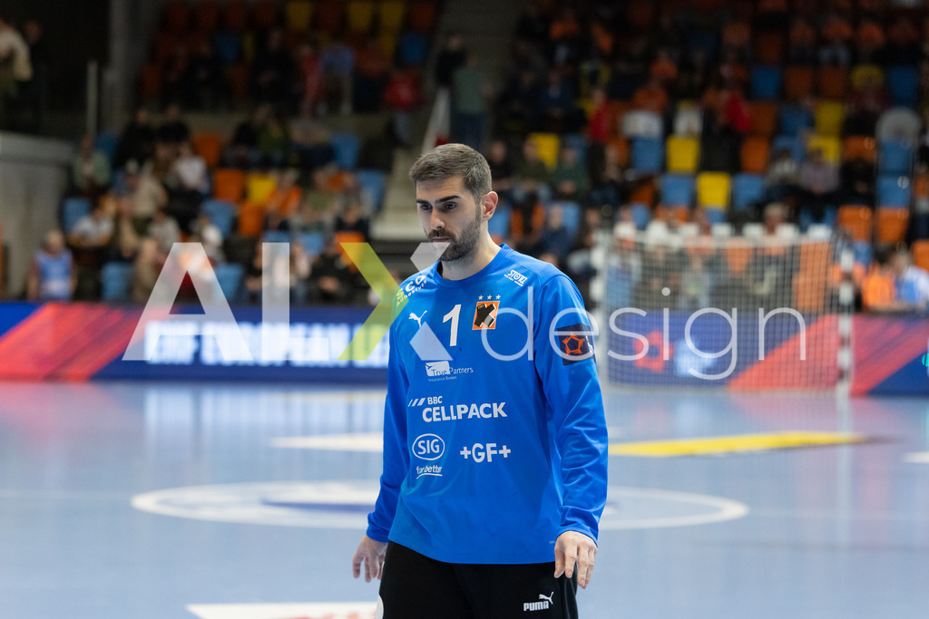 Handball I Herren I Saison 2025-2026 I EHF EUROPEAN LEAGUE 2025/26 | Men I Main Round I 2. Spieltag I Kadetten Schaffhausen - TSV Hannover-Burgdorf I 24.02.2026 | 1 Moreno Car (HR) (Kadetten Schaffhausen) – Torhüter - Realisiert mit Pictrs.com