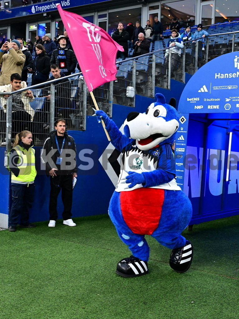 KBS Picture_HSV-Dortmund_002 | Maskottchen Dino Hermann (HSV) ,Sportplatz :  Volksparkstadion, - Realisiert mit Pictrs.com