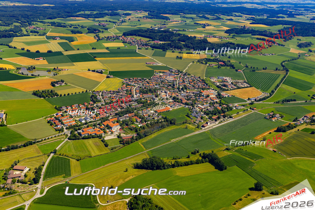 Aktuelles Luftbild von  Steinhöring - Die Luftaufnahme wurde 2022 mittels UL-Flugzeug erstellt ( keine Drohne ) - hochauflösende Kamera-Systeme von  Canon -Beste Qualität - Für grossformatige Ausdrucke geeignet. Die Geschenkidee !