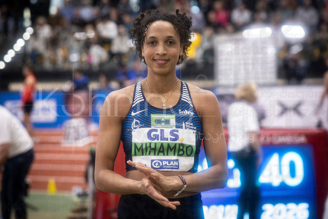 Deutsche Leichtathletik-Hallenmeisterschaften; Dortmund, 01.03.2026 | Malaika Mihambo (LG Kurpfalz) gewinnt den Weitsprung der Frauen; Deutsche Leichtathletik-Hallenmeisterschaften am 01.03.2026 in der Helmut-Körnig-Halle in Dortmund. 