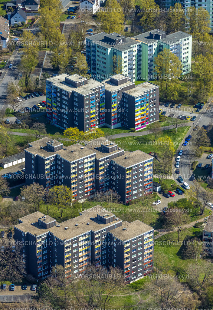 Hagen220402003 | Luftbild, Hochhaussiedlung zwischen Humperdinckstraße und Auf dem Bauloh, Hohenlimburg, Hagen, Ruhrgebiet, Nordrhein-Westfalen, Deutschland