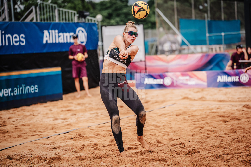 Beachvolleyball | Frauen | Allianz German Beach Tour 2025 | Tourstop München | 04.07.2025 | Tabea Schwarz nimmt den Ball an