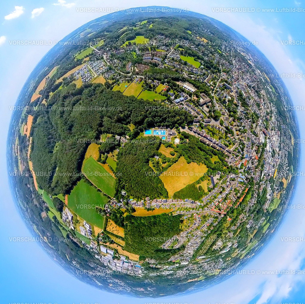 Schwelm230790282_Schwelmebad | Luftbild, Freibad Schwelmebad am Martfelder Wald, Erdkugel, Fisheye Aufnahme, Fischaugen Aufnahme, 360 Grad Aufnahme, tiny world, , Schwelm, Ruhrgebiet, Nordrhein-Westfalen, Deutschland