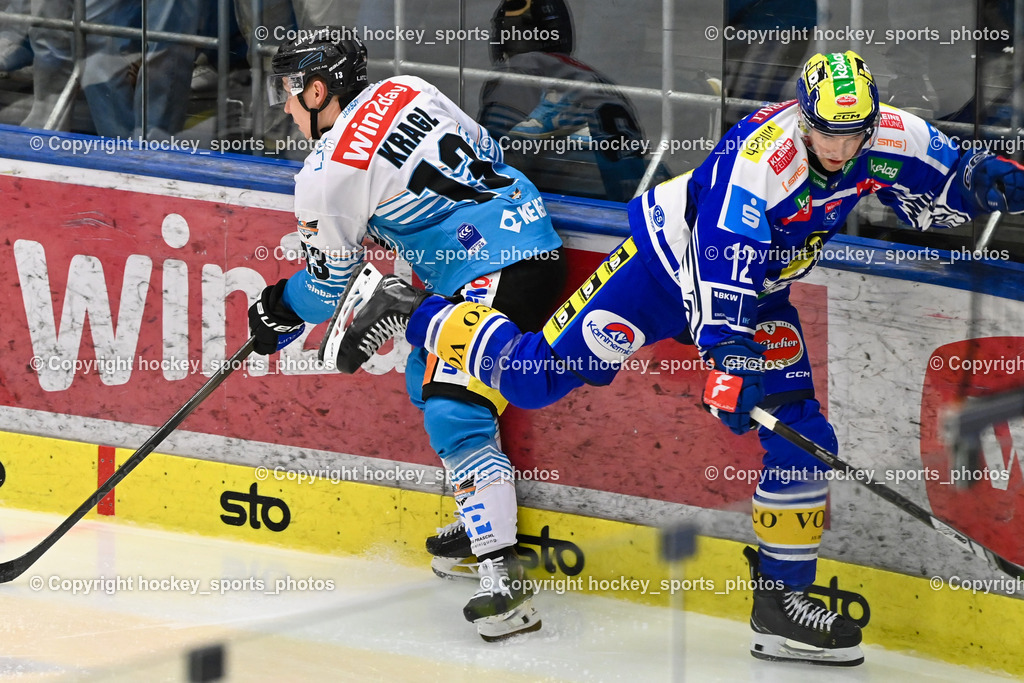 EC IDM WÄRMEPUMPEN VSV vs. Steinbach Black Wings Linz | #13 Gerd Kragl lack Wings Linz, #12 Brett Budgell EC VSV, EC IDM WÄRMEPUMPEN VSV vs. Steinbach Black Wings Linz, EC IDM WÄRMEPUMPEN VSV vs. Steinbach Black Wings Linz am 04.03.2026 in Villach (Stadthalle Villach), Austria, (Photo by Bernd Stefan)